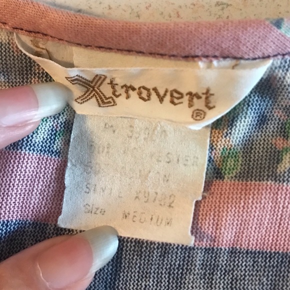 Vintage Xtrovert Cropped Top Women’s Floral Striped Shirt Adjustable Waist Xs-S. - Picture 13 of 14